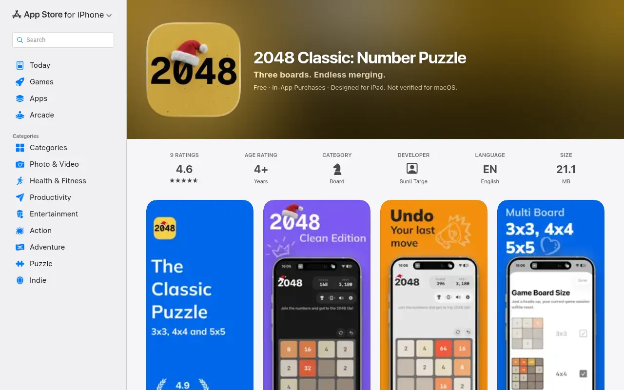2048 - Classic Number Puzzle