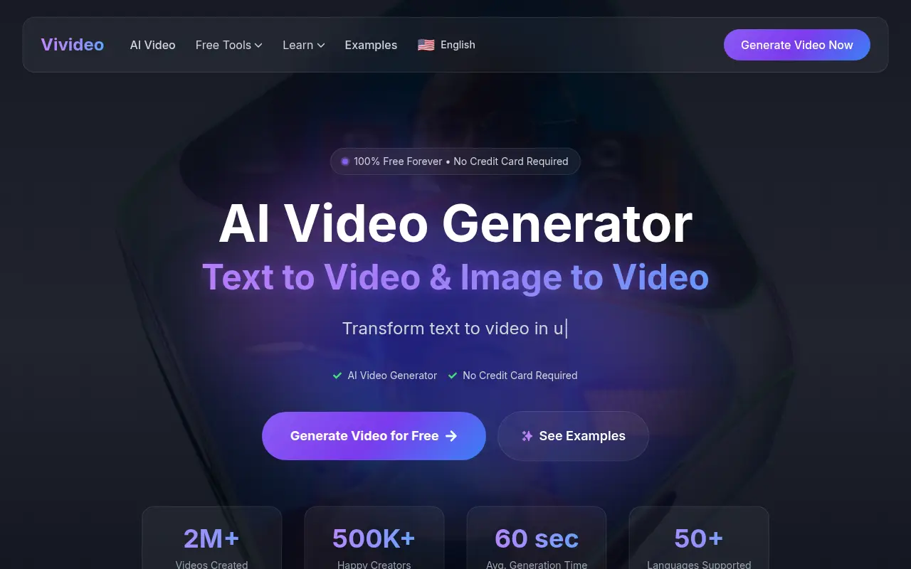 AI Video Generator - Text to Video - Image to Video: Vivideo.ai