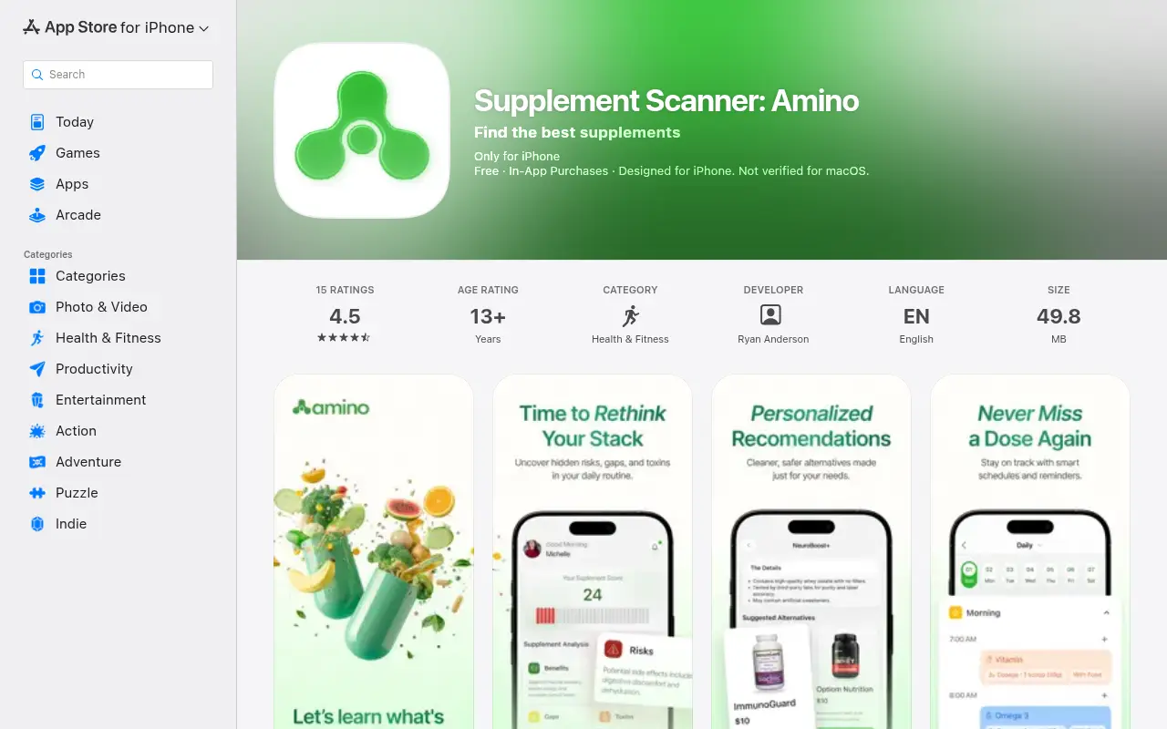 Amino: Supplement Scanner