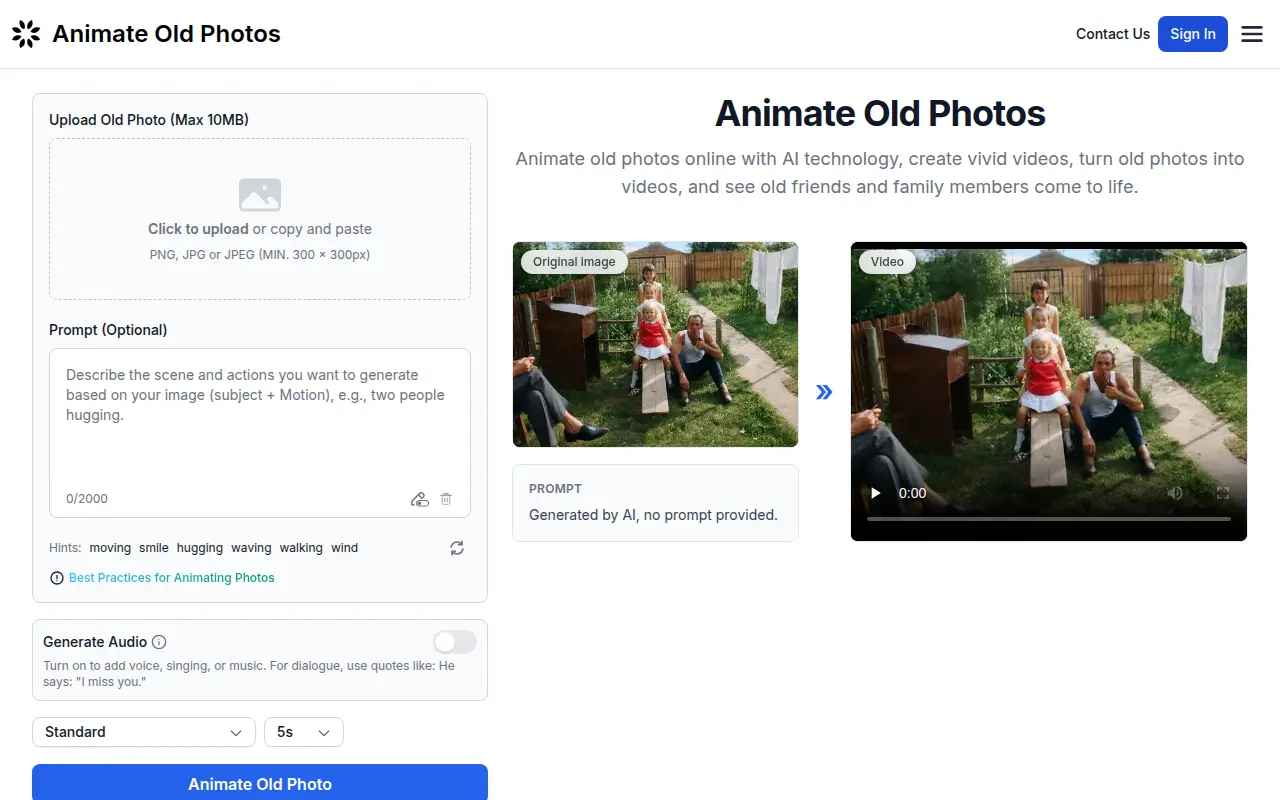 Animate Old Photos