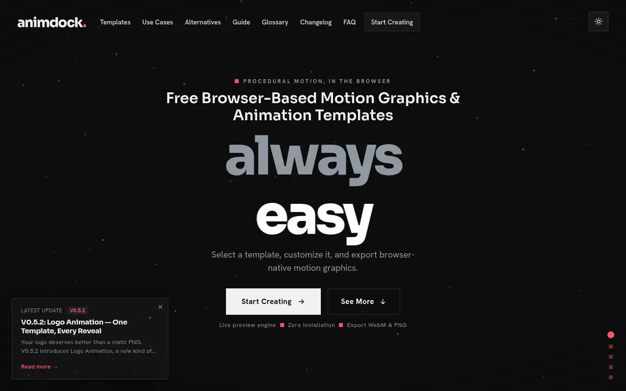Animdock Motion Templates in the Browser
