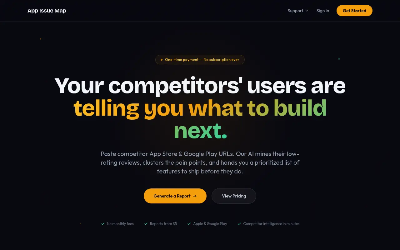 App Issue Map - Competitor app analysis