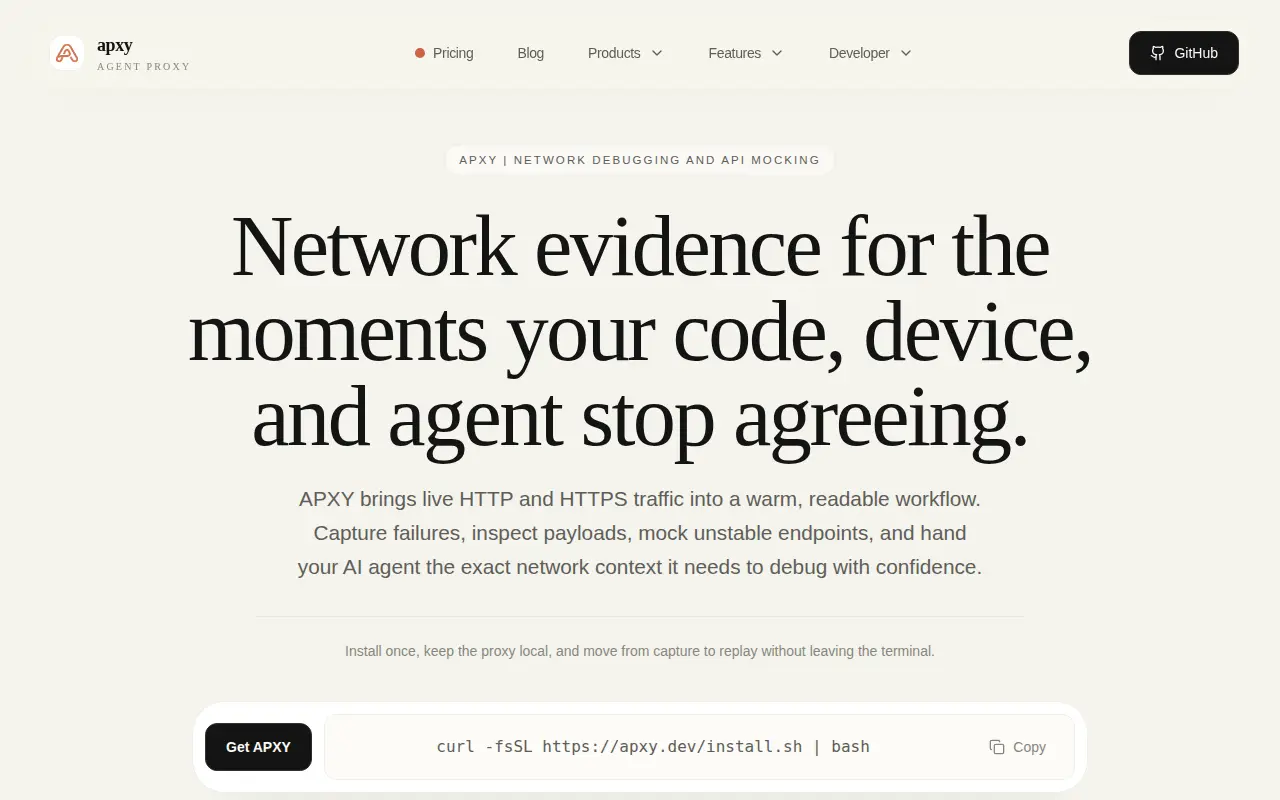 APXY - Modern Network Proxy for Devs & AI Agents