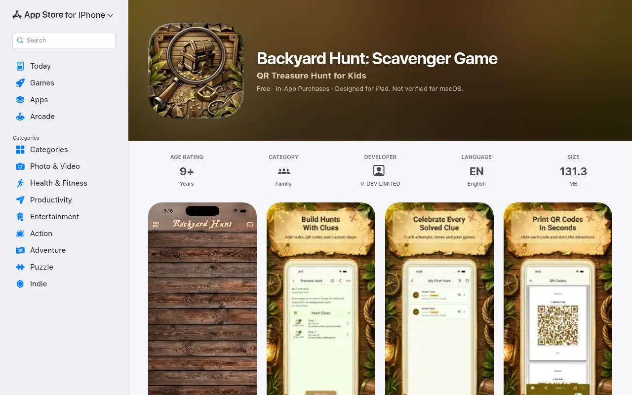 Backyard Hunt - QR Scavenger / Treasure Hunts