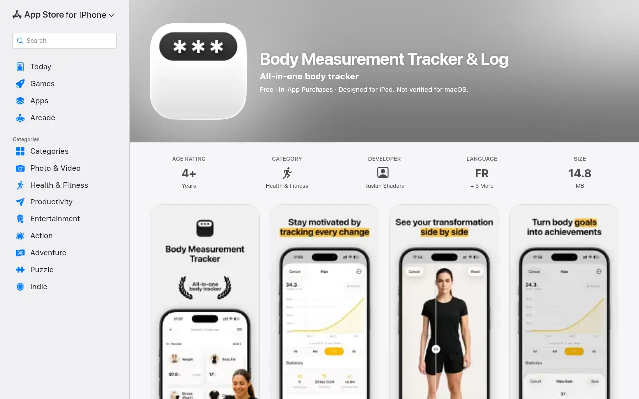 Body Measurement Tracker & Log