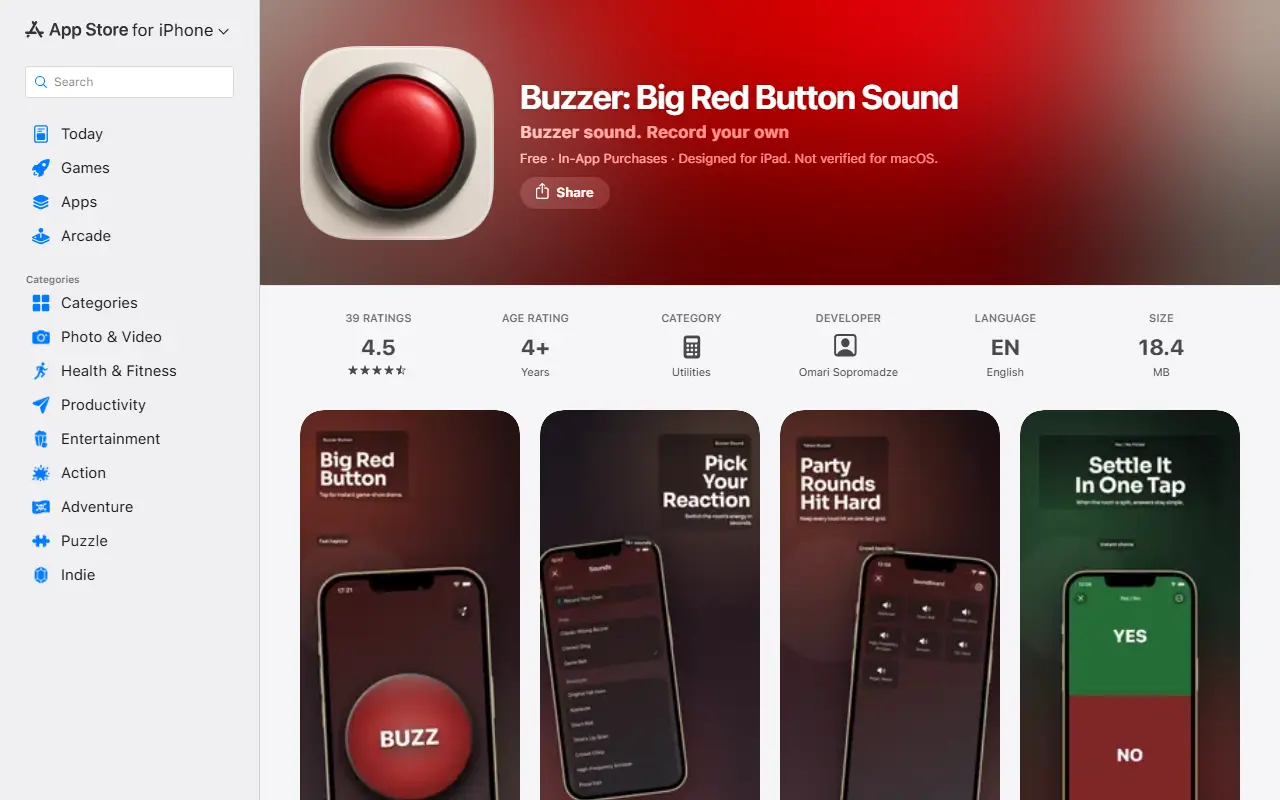 Buzzer: Big Red Button Sound