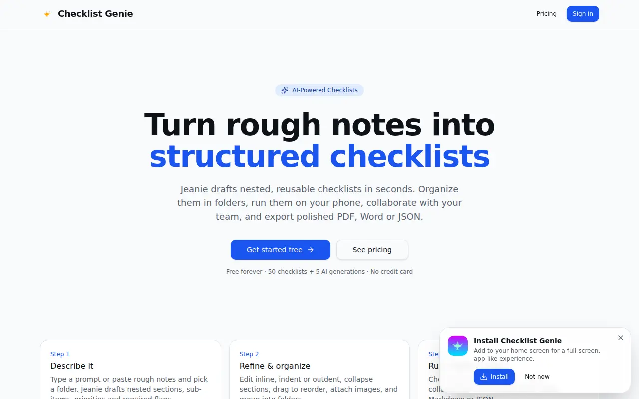 Checklist Genie
