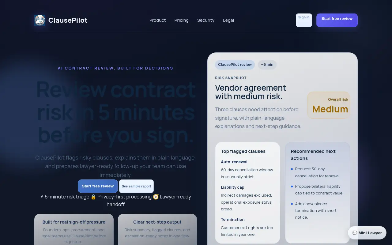 Clause Pilot AI - AI Lawyer