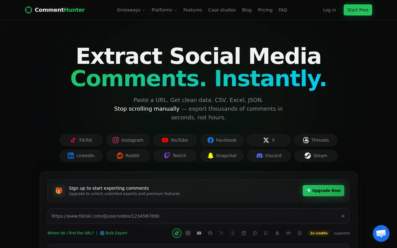 CommentHunter.click - Extract Social Media Comments