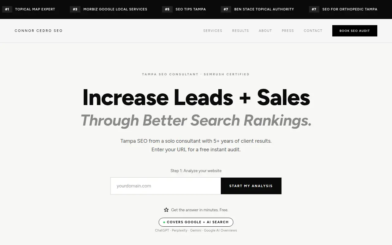Connor Cedro SEO | AI Writing Tool