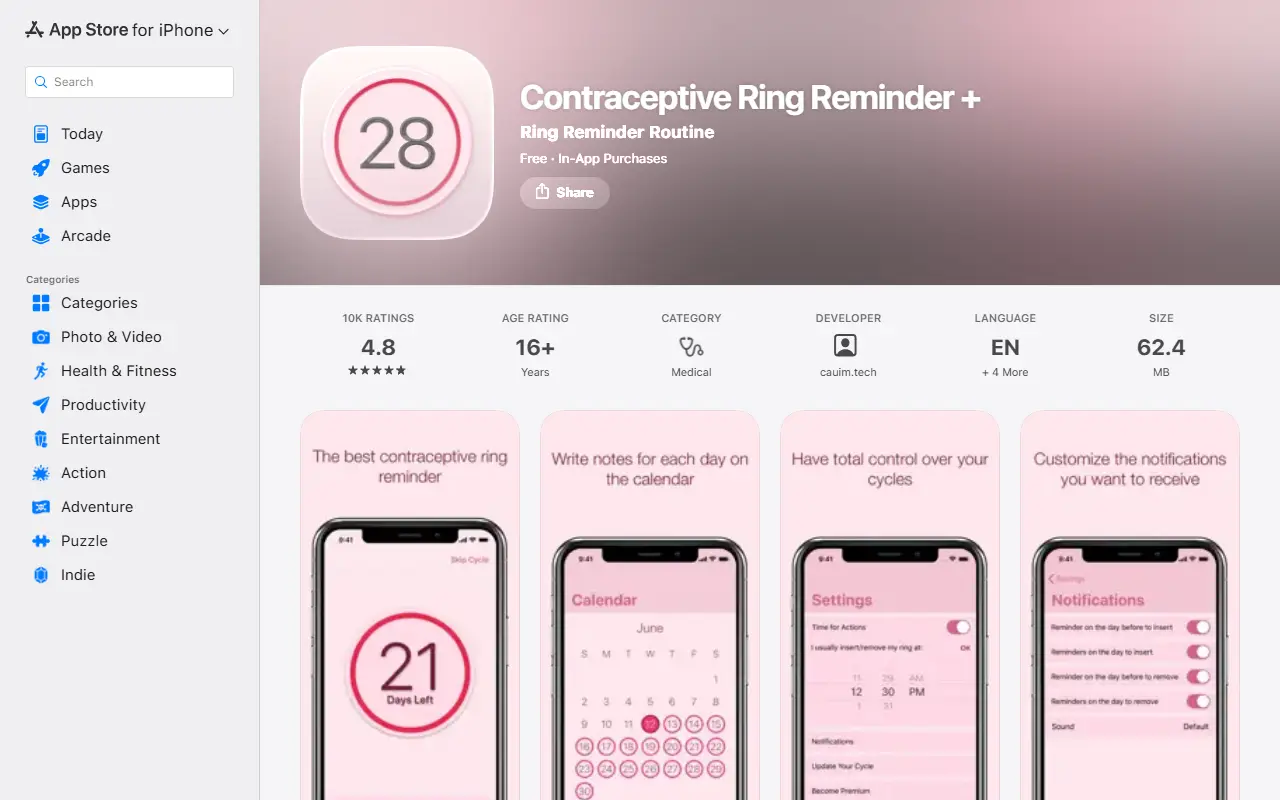 Contraceptive Ring Reminder +