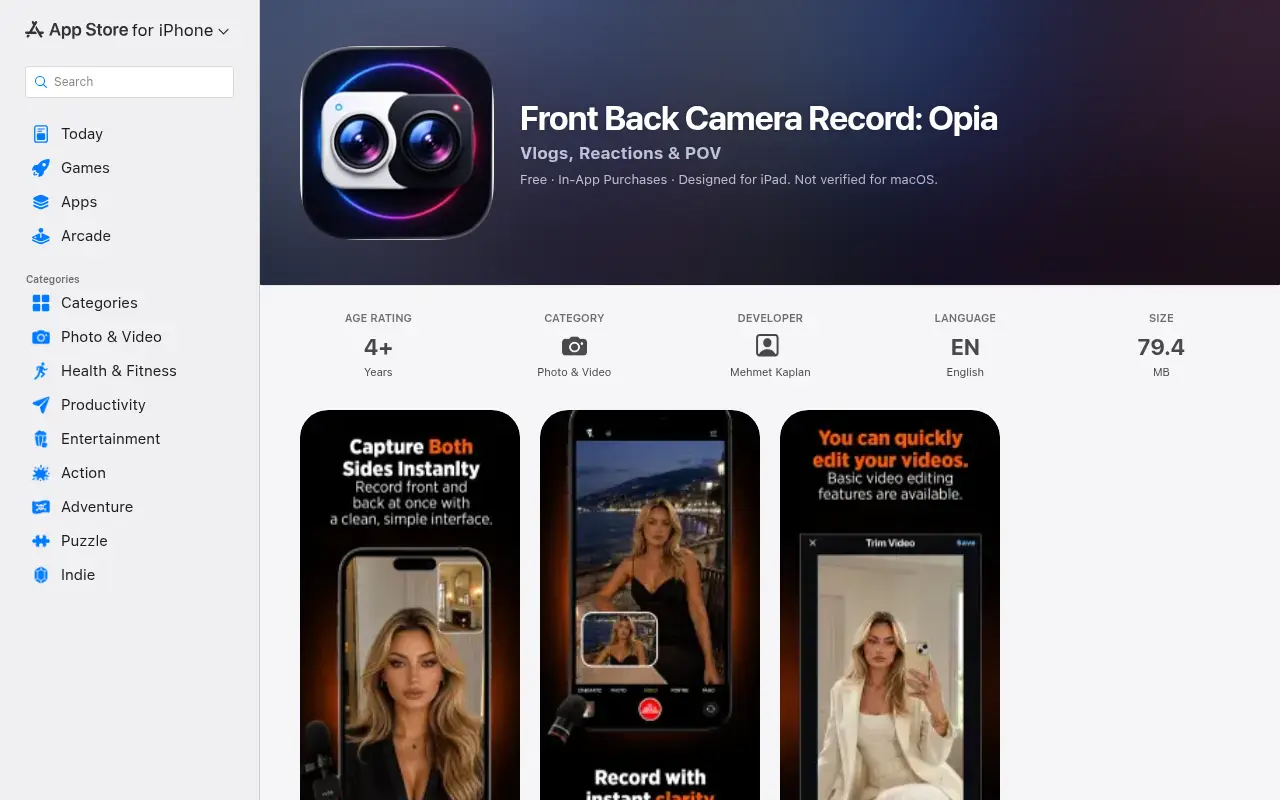 Dual Camera Opia: Front Back