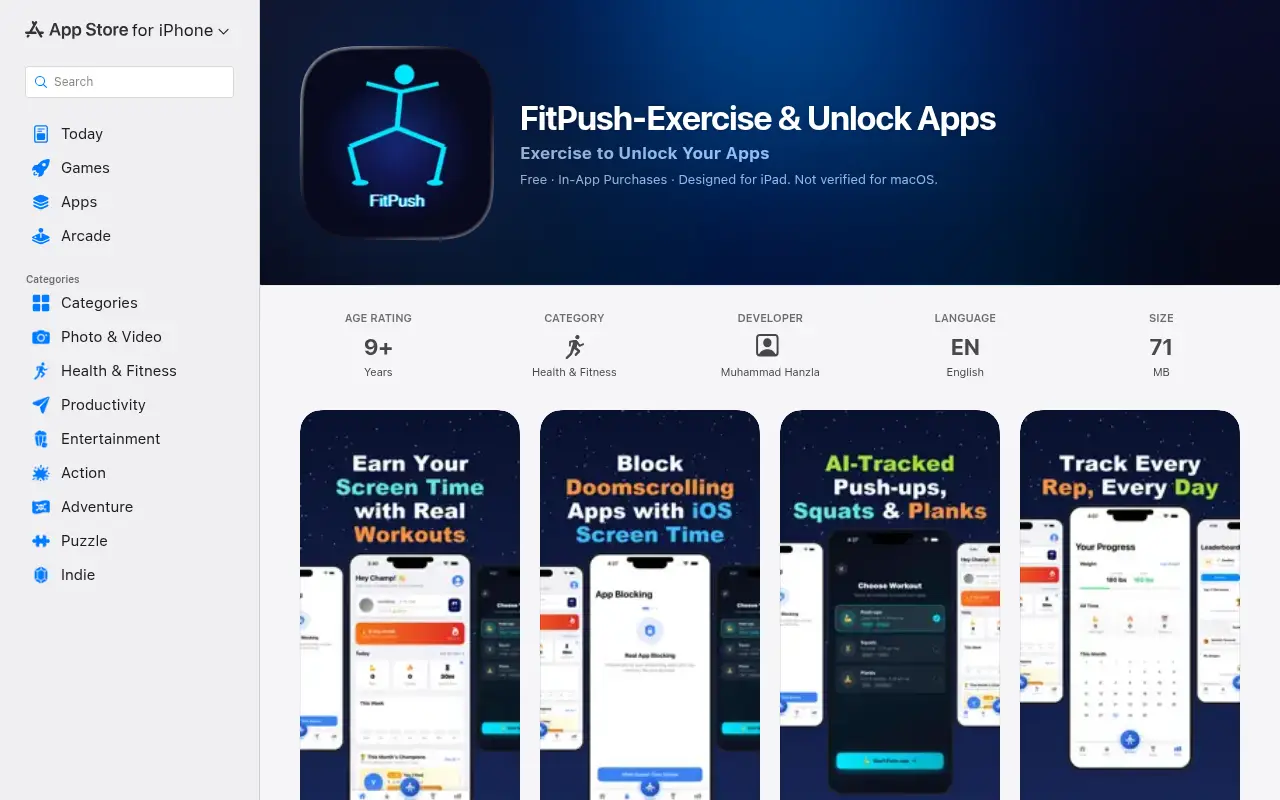 FitPush-Exercise & Unlock Apps
