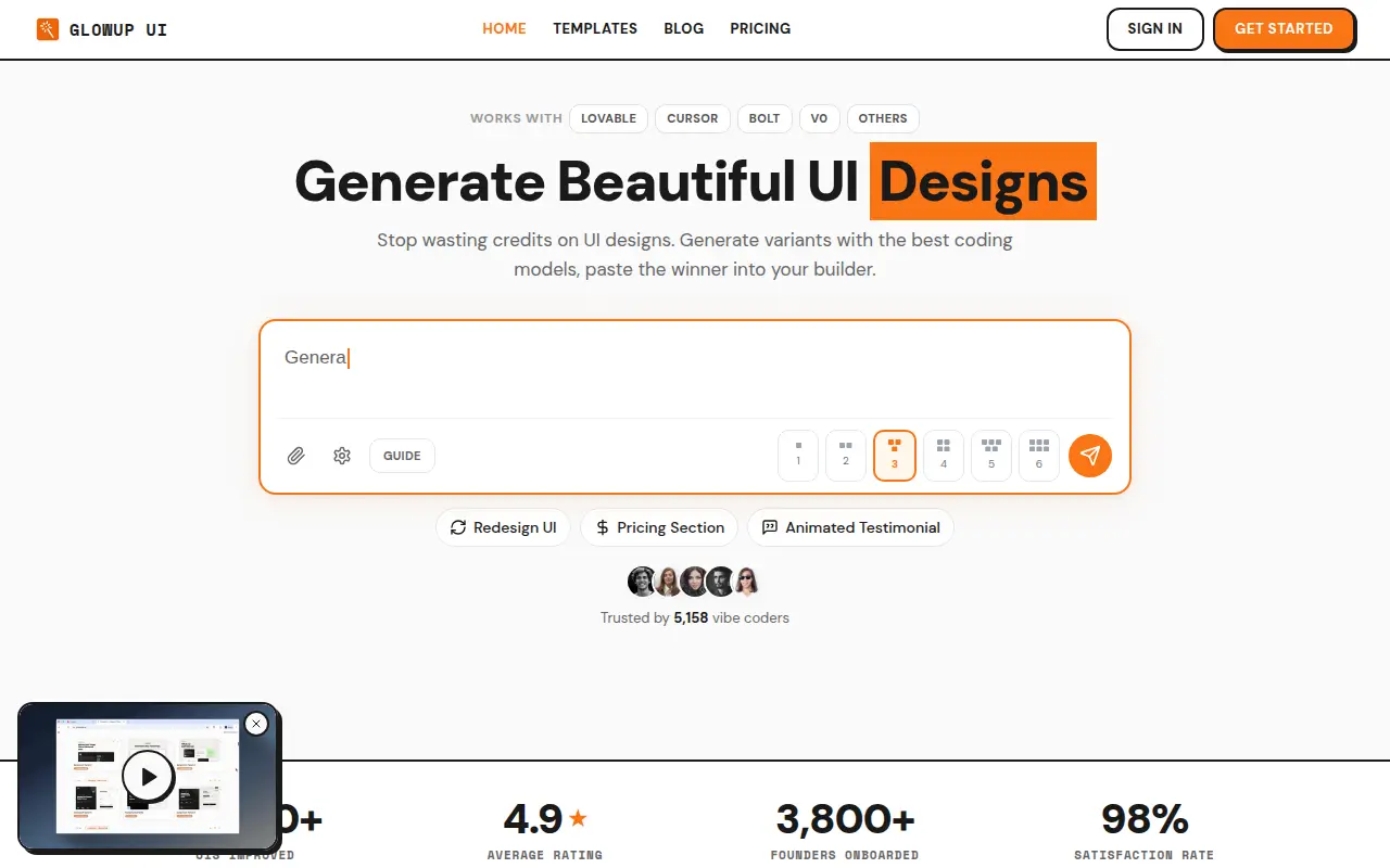 GLOWUP UI