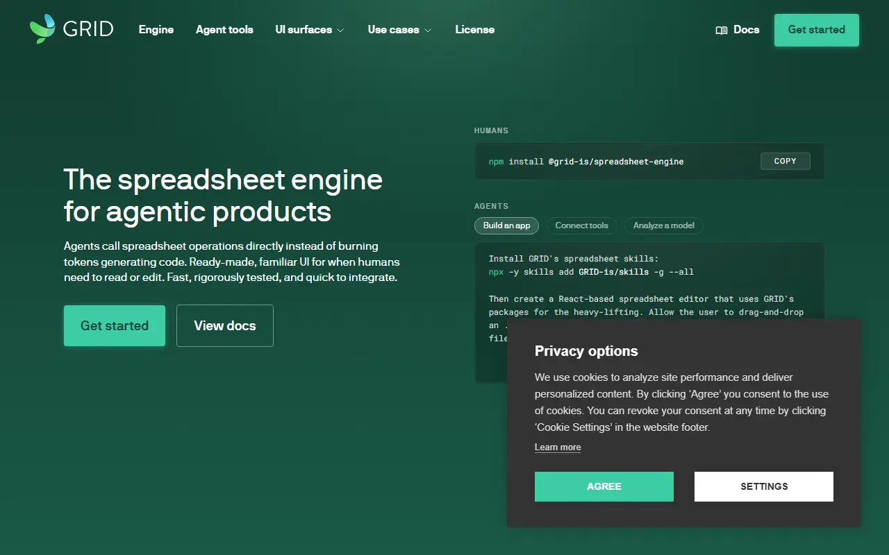 GRID spreadsheet API