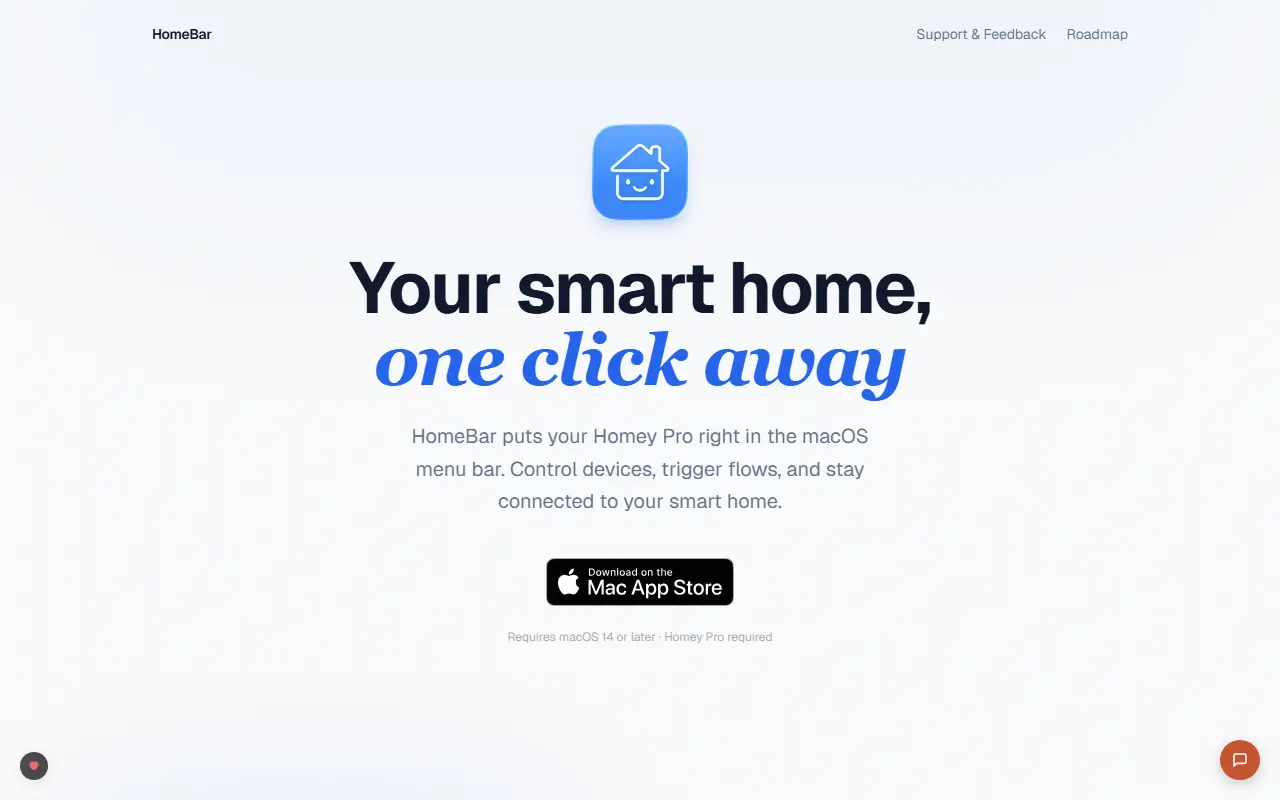 HomeBar for Homey Pro