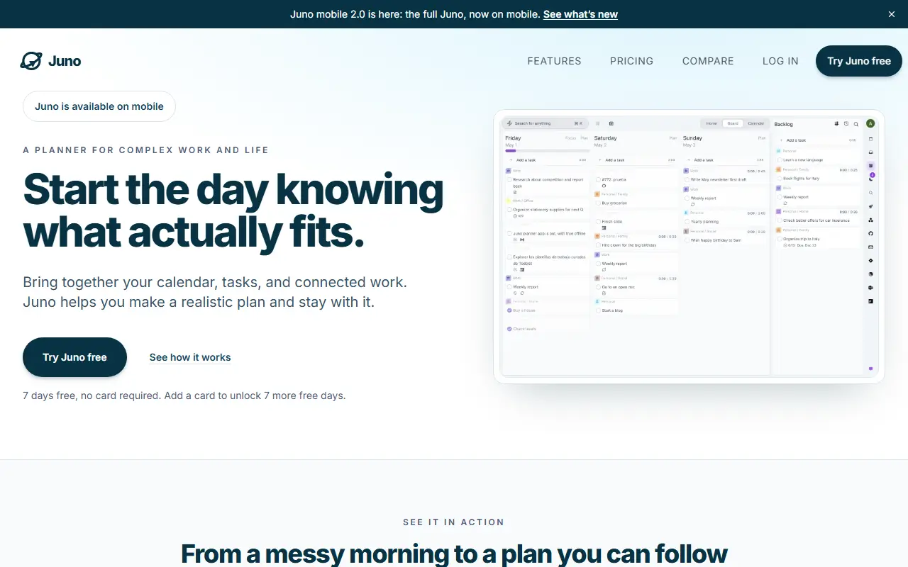 Juno digital planner