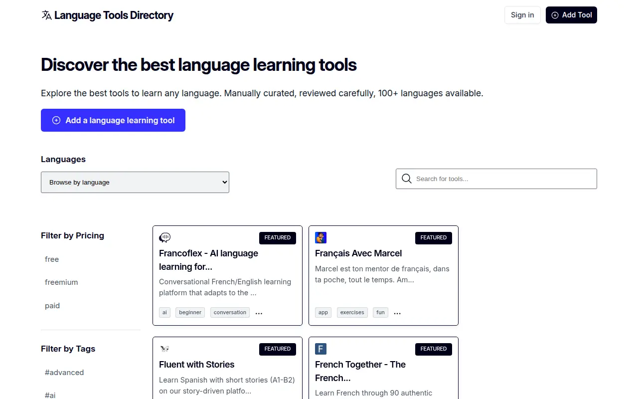 Language Tools Directory