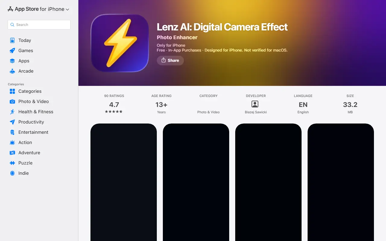 Lenz AI: Digital Camera Effect