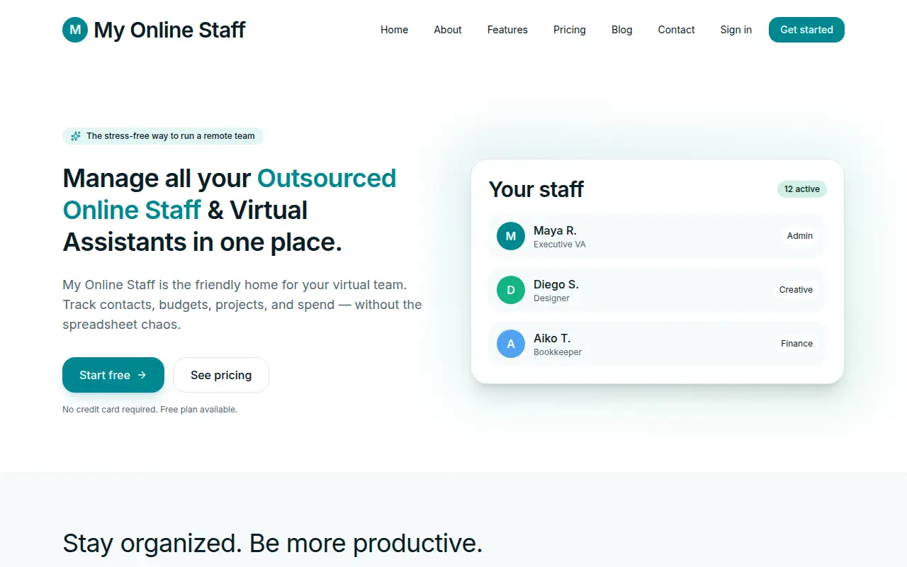 My Online Staff - Project Management App