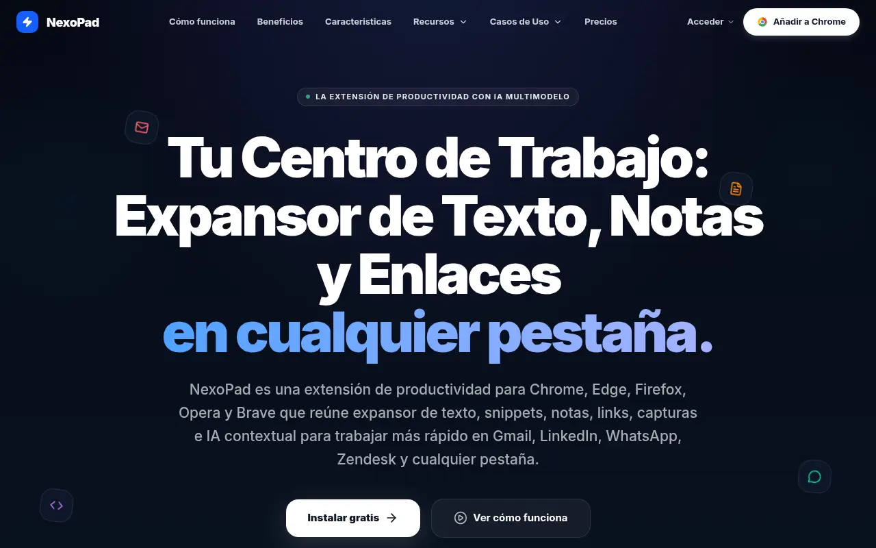 NexoPad - The All-in-One Browser Workspace (AI, Text Expander, Notes & Links Manager)