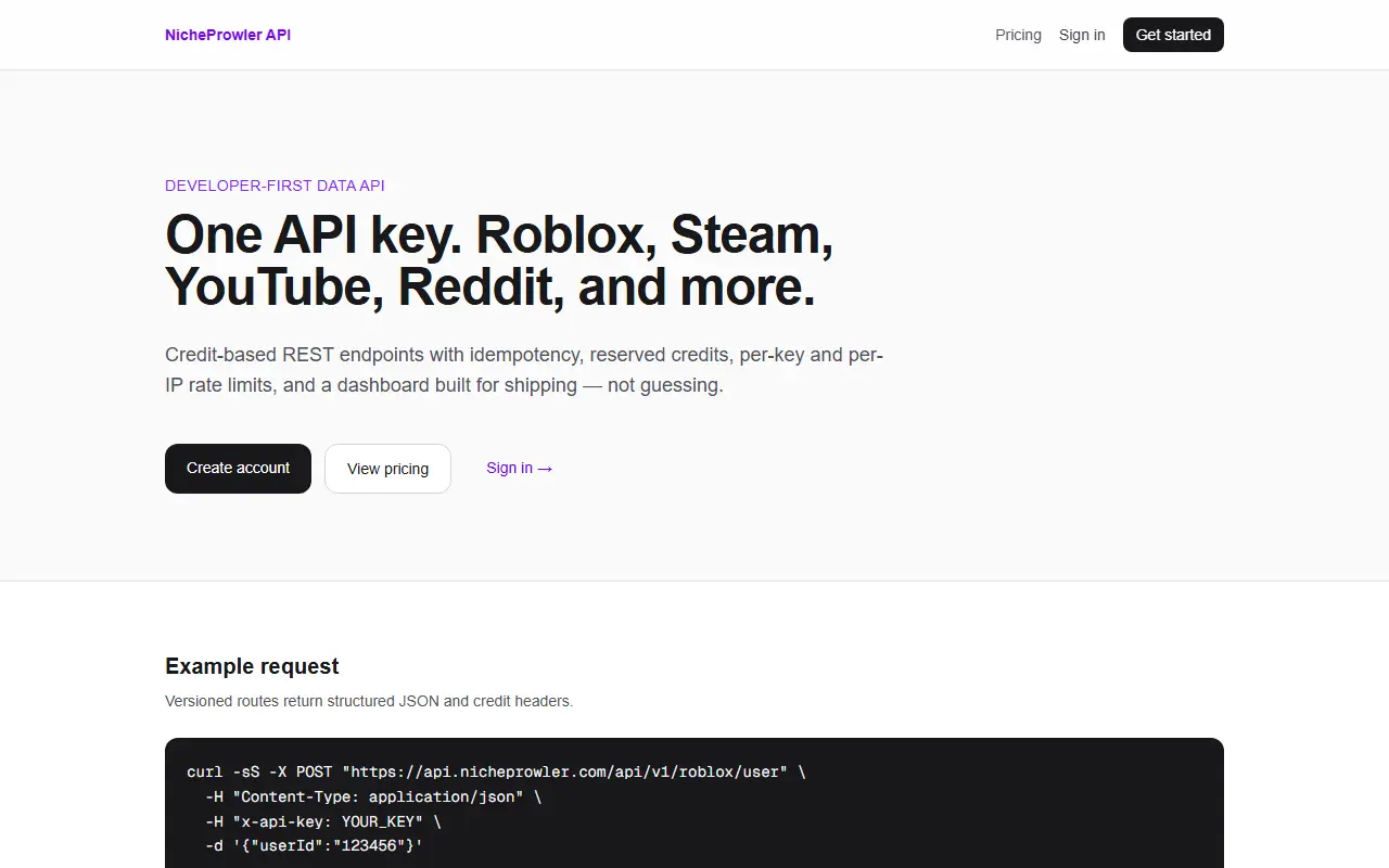 Nicheprowler API
