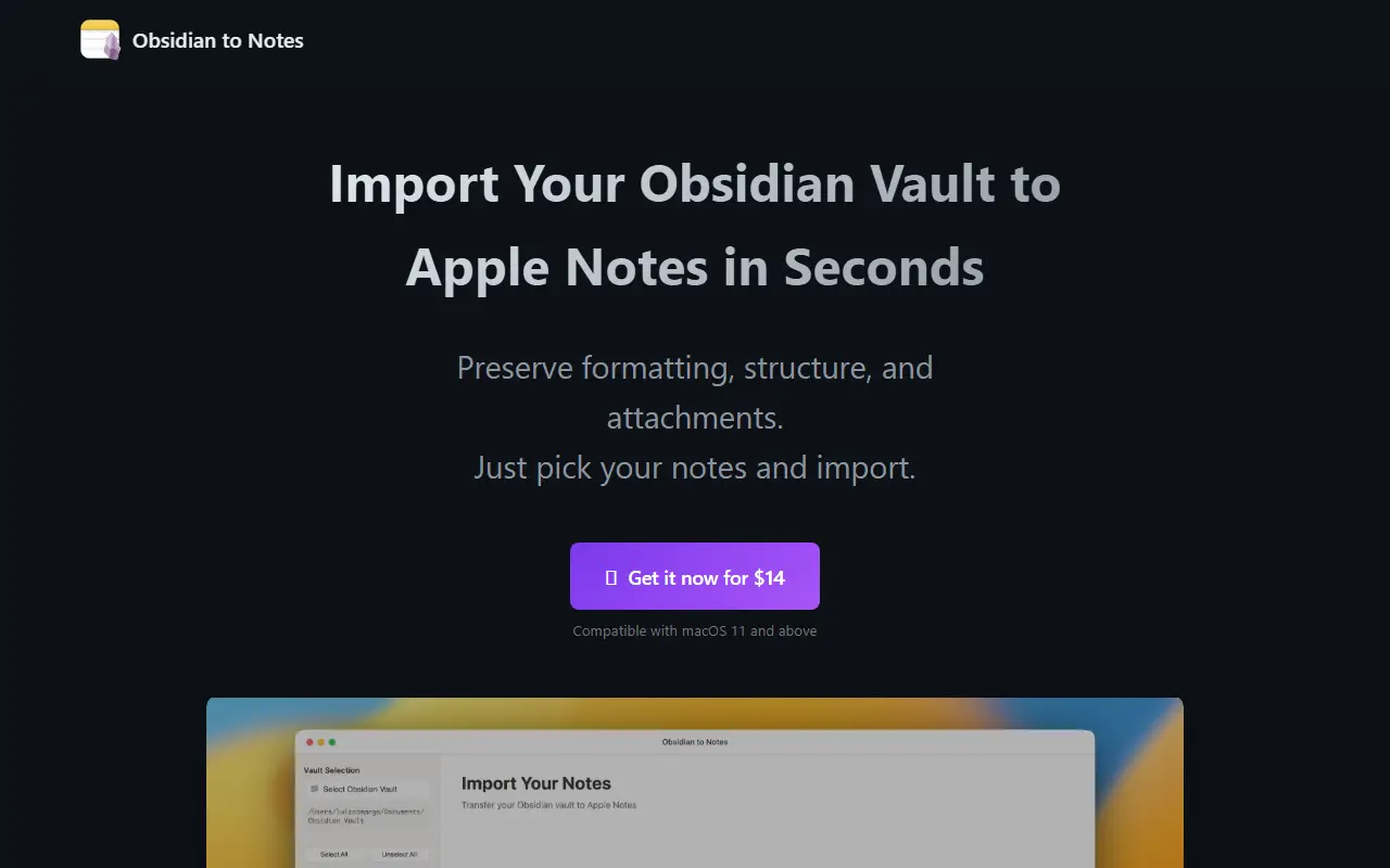 Obsidian to Notes