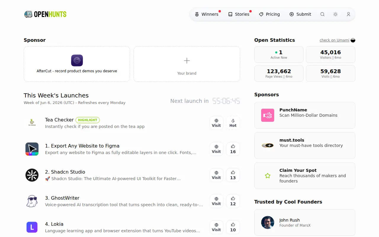 OpenHunts - A Launch Place