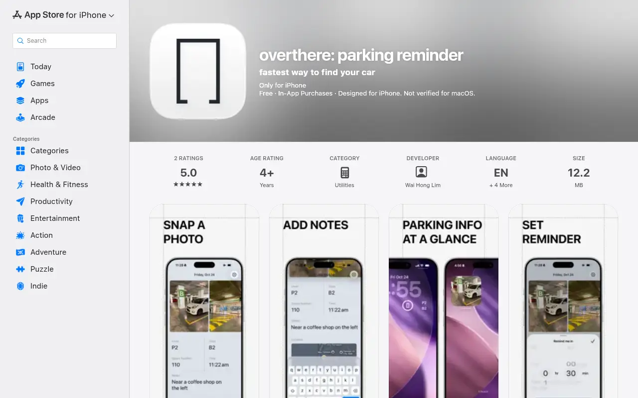overthere: parking reminder