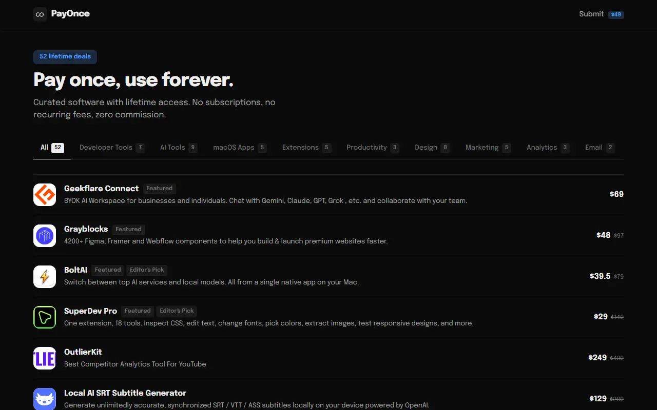 Pay Once Use Forever