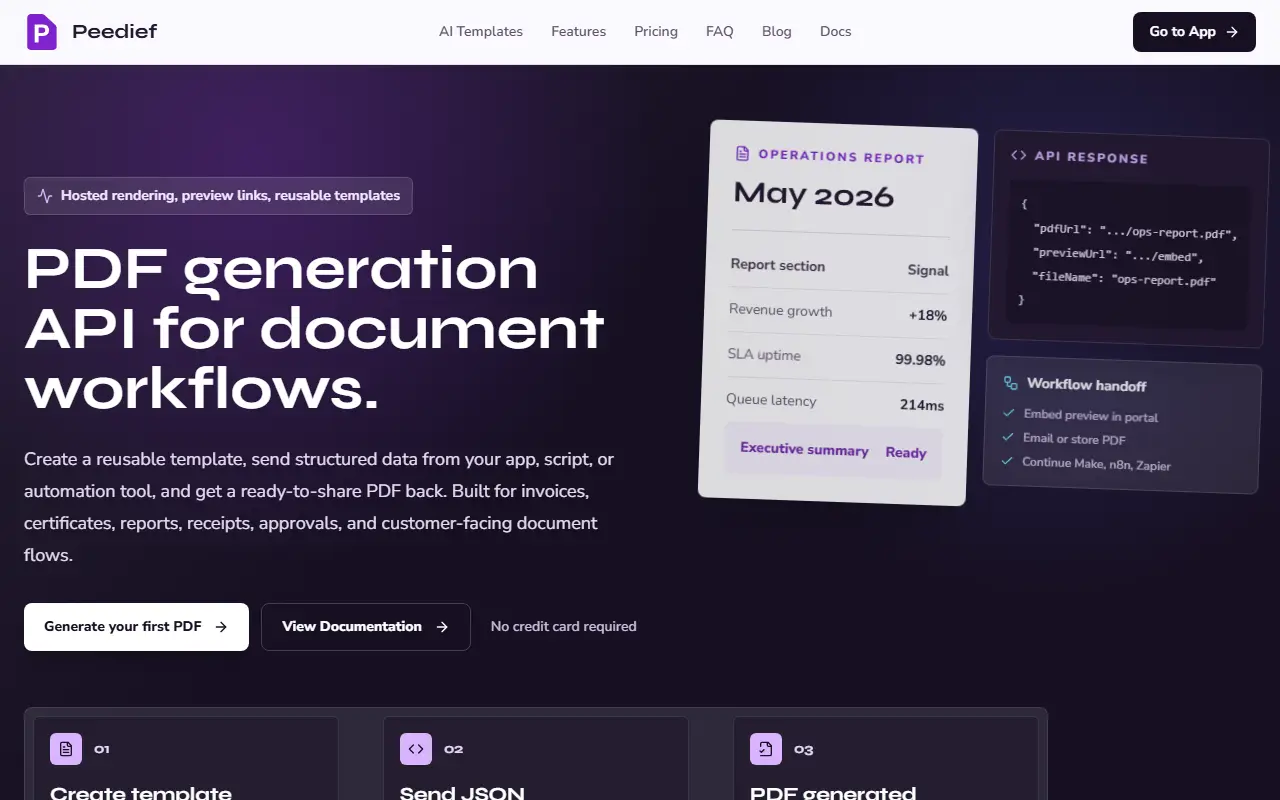 Peedief - PDF Generation for AI Workflows