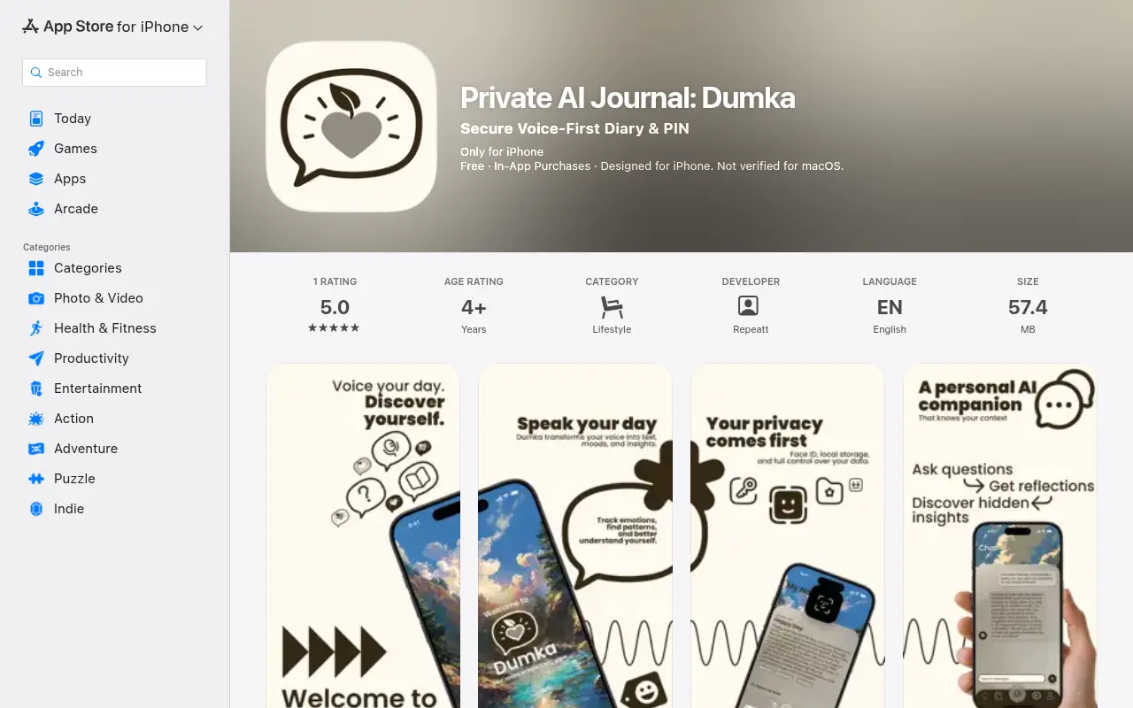 Personal AI Diary - Dumka