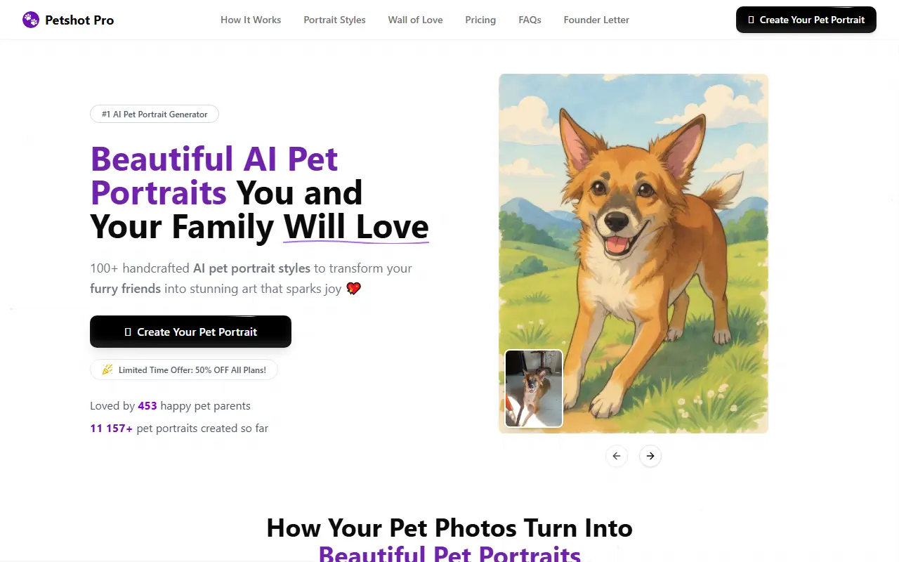 Petshot Pro - AI Pet Portrait Generator