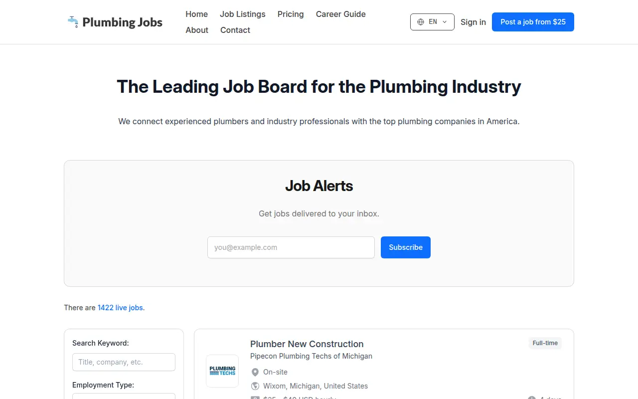 Plumbing Jobs - Niche Job Board for the Plumbers