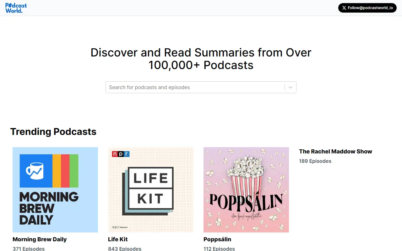 Podcastworld.io- Perplexity for Podcasts