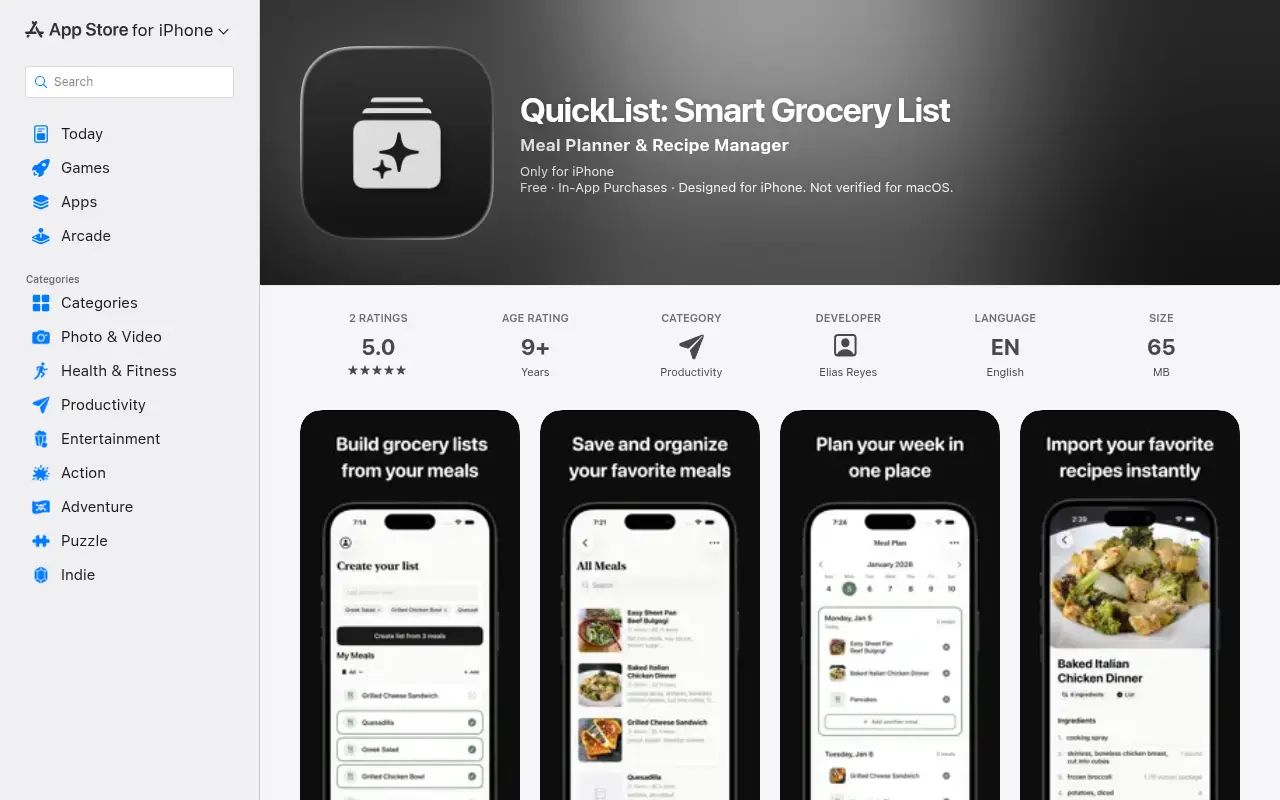 QuickList: Smart Grocery List