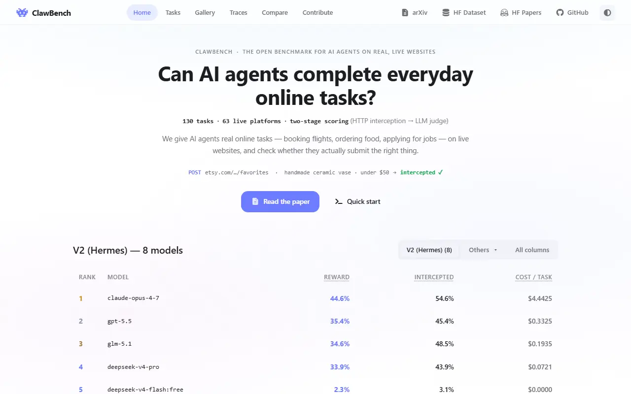 ClawBench website