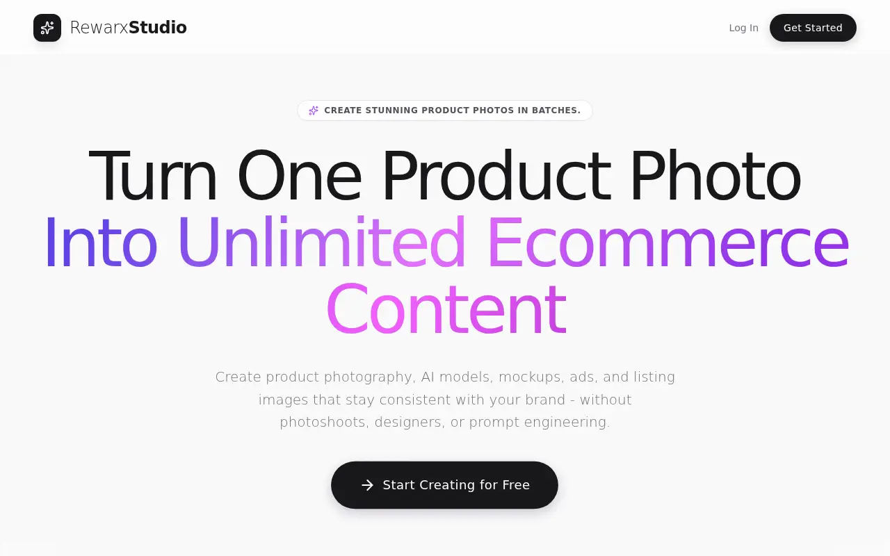 RewarxStudio AI Product Photography