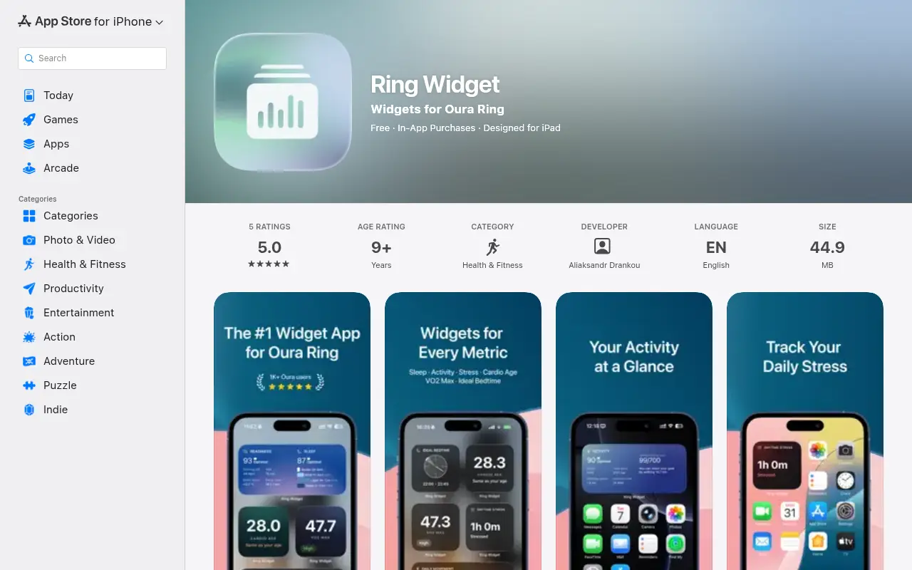 Ring Widget - Widgets for Oura Ring