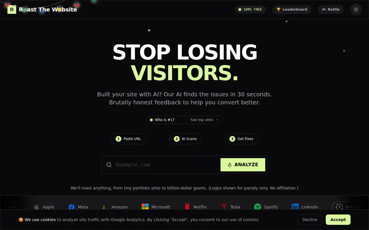 Roast the website
