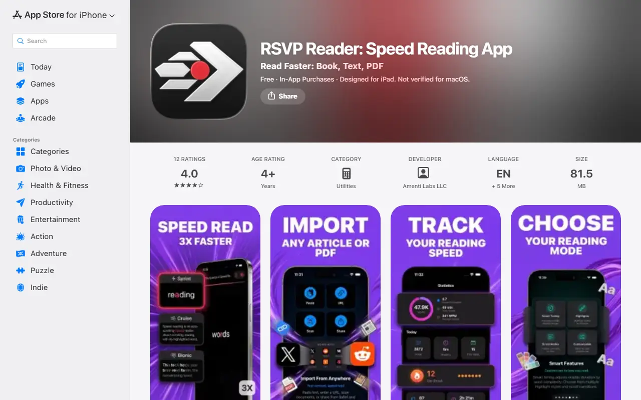 RSVP Reader - Speed Reading App