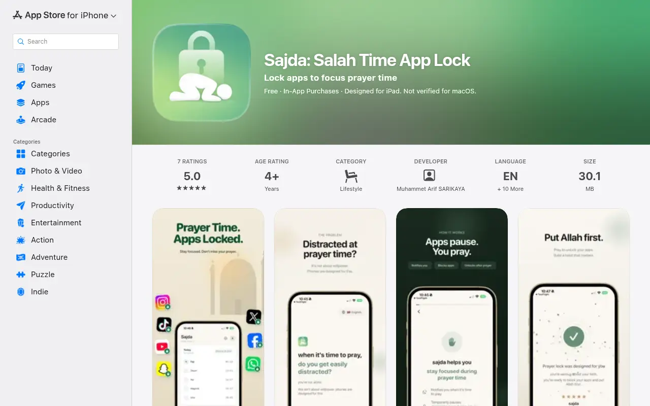Sajda - Salah Time App Lock