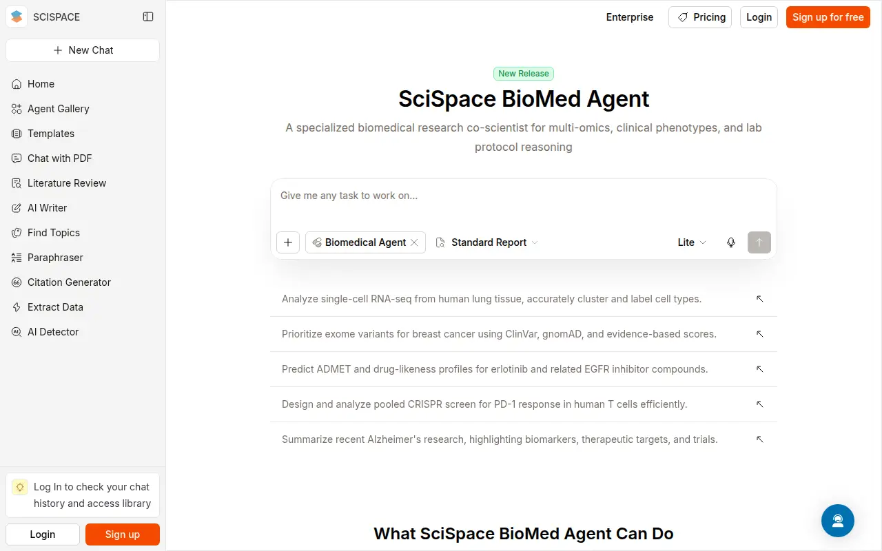 SciSpace BioMed Agent 