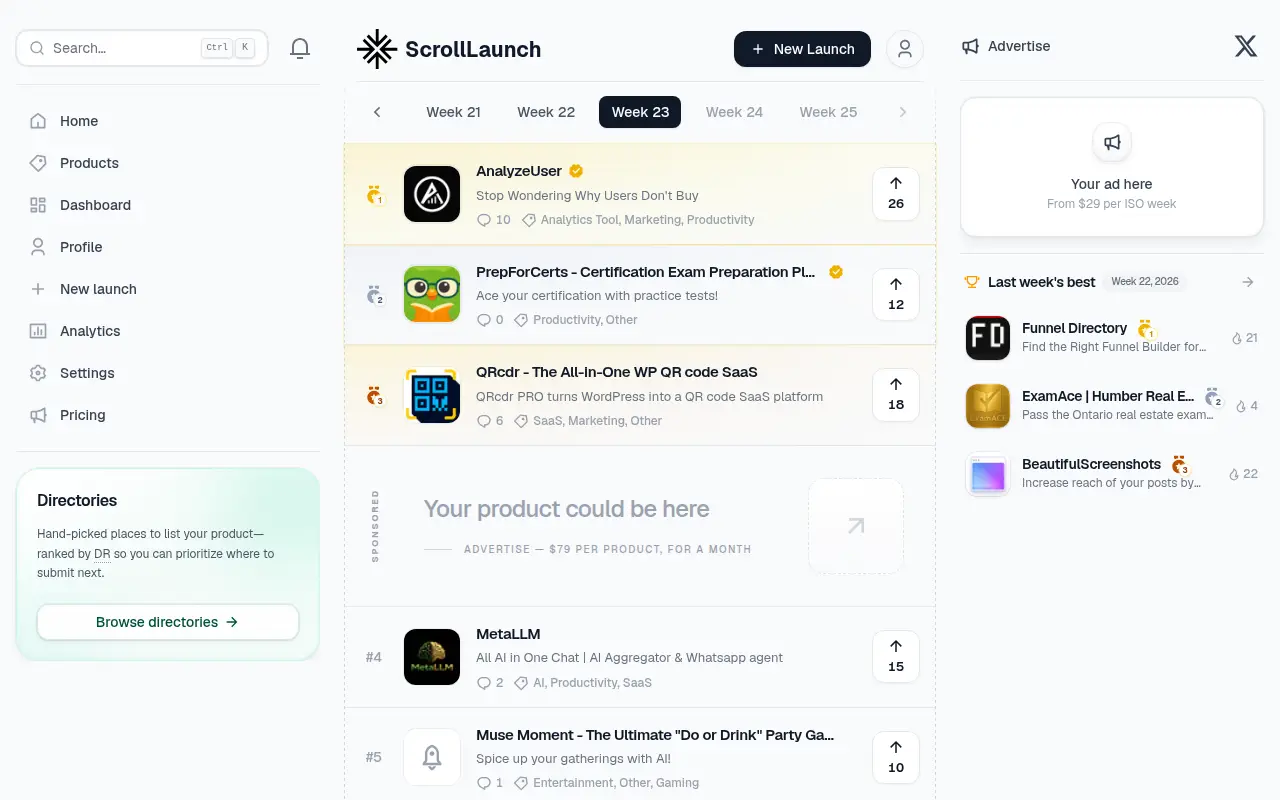 Scroll Launch