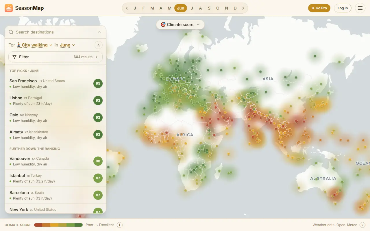 SeasonMap — When to travel where?