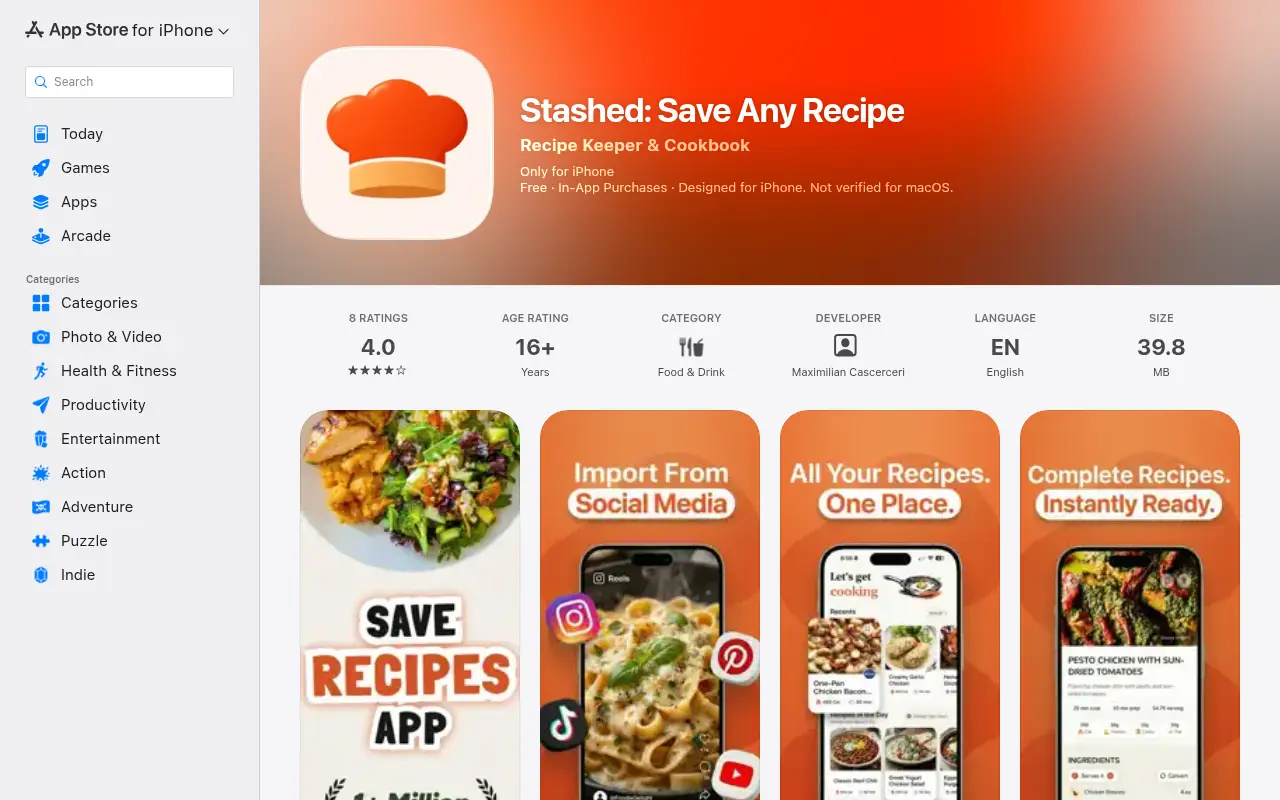 Stashed: Save Any Recipe