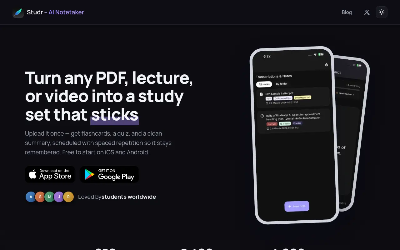 Studr: AI Notes & Flashcards