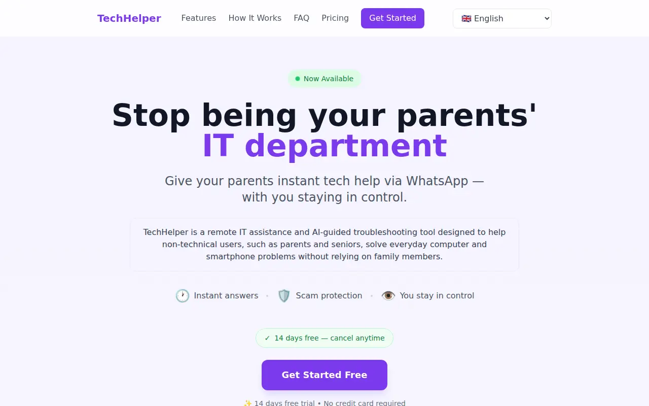 TechHelper - AI Technical support for your parents!