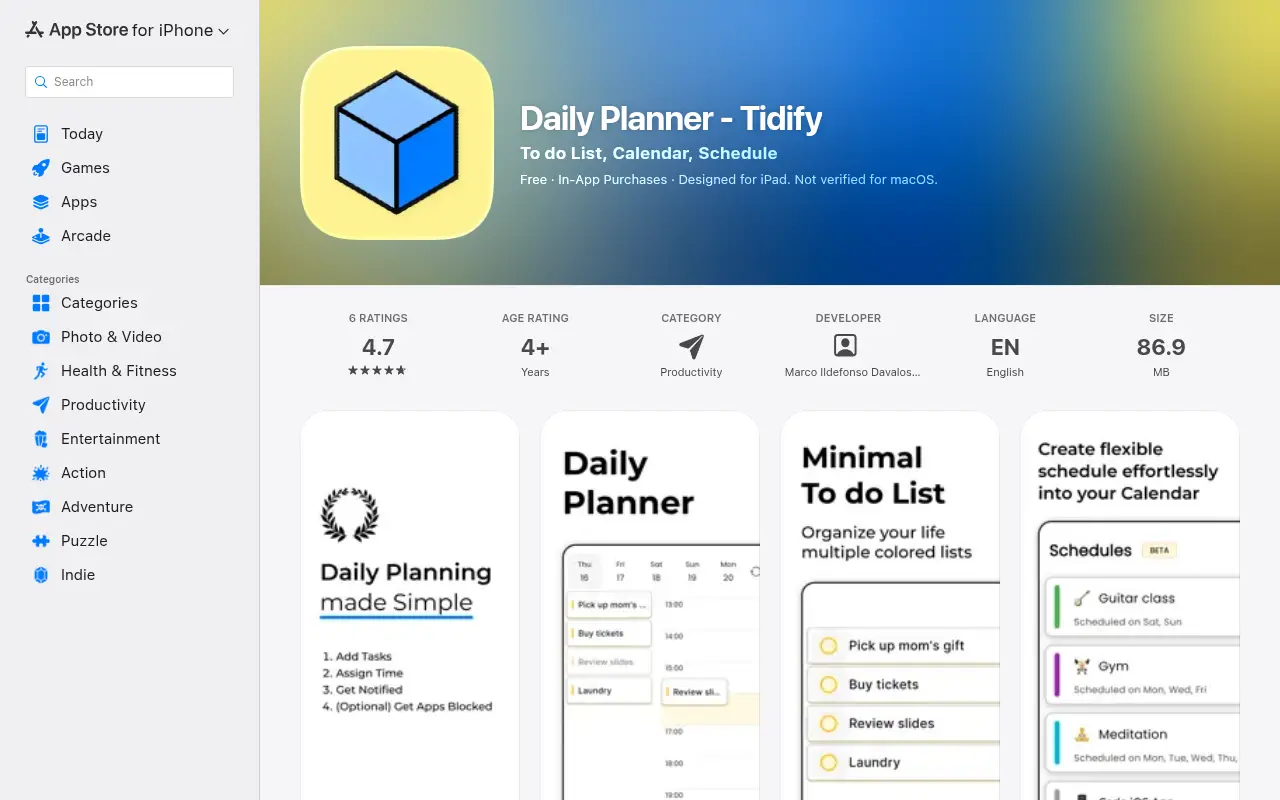 Tidify: Simple Daily Planner