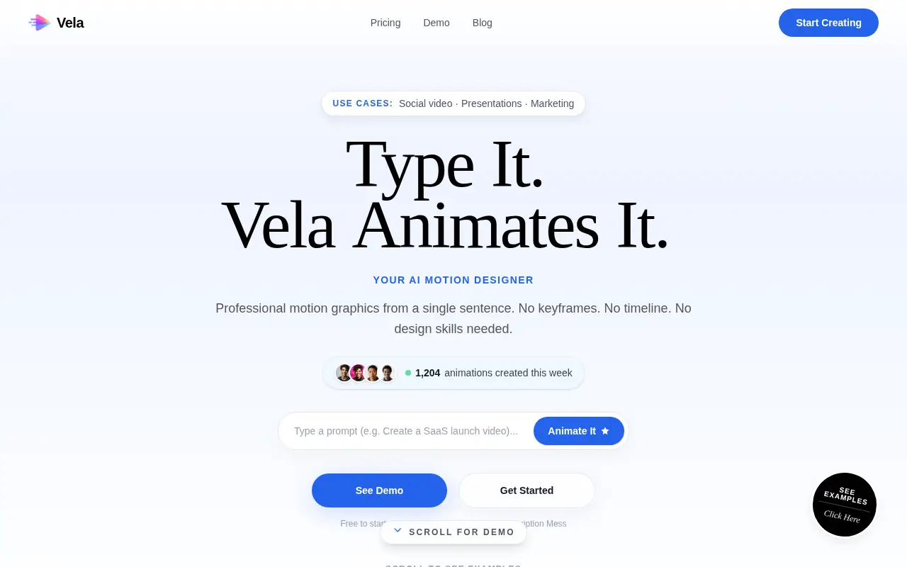 Vela - AI Motion Graphic Designer